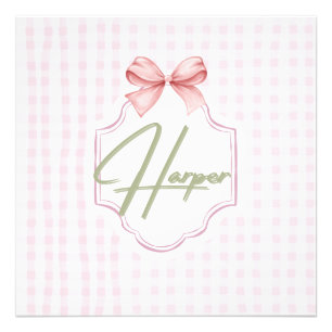 Personalisiert Hazel Baby Girl Kinderzimmer Bow&Gi Fotodruck