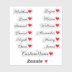 Personalisiert Heart Guest List - 12 Individuelle  Aufkleber