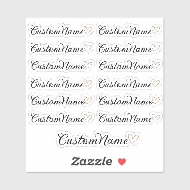 Personalisiert Heart Guest List - 12 Individuelle  Aufkleber (Blatt)