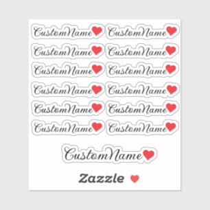 Personalisiert Heart Guest List - 12 Individuelle  Aufkleber