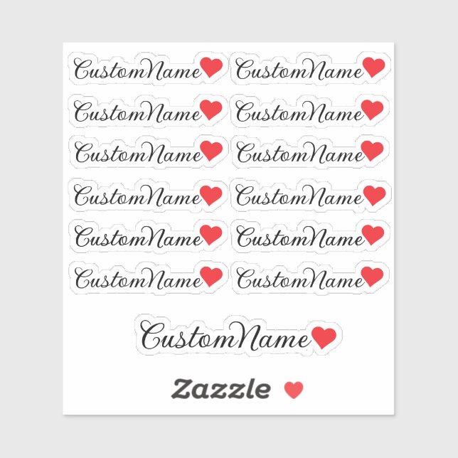 Personalisiert Heart Guest List - 12 Individuelle  Aufkleber (Blatt)