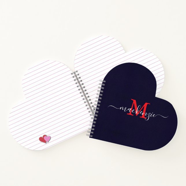 Personalisiert Heart Initials Spiral Bound Journal Notizbuch (Innenseite)