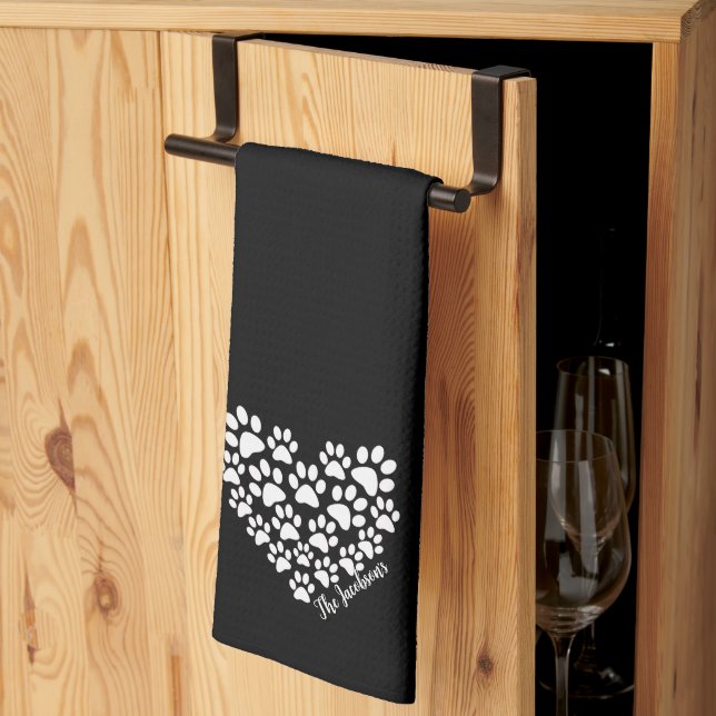 Personalisiert Heart Paw Prints Geschirrtuch (Drittel gefaltet)