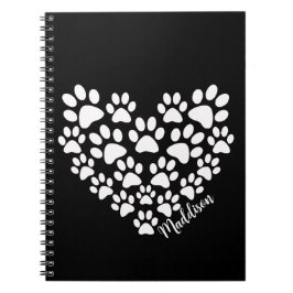 Personalisiert Heart Paw Prints Notizblock