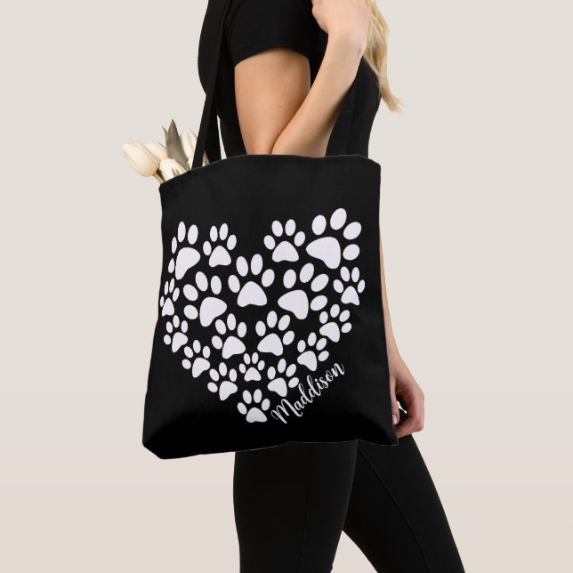 Personalisiert Heart Paw Prints Tasche (Von Nahem)