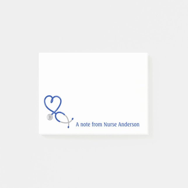 Personalisiert Heart Shaped Stethscope Nurse, Dokt Post-it Klebezettel (Vorderseite)