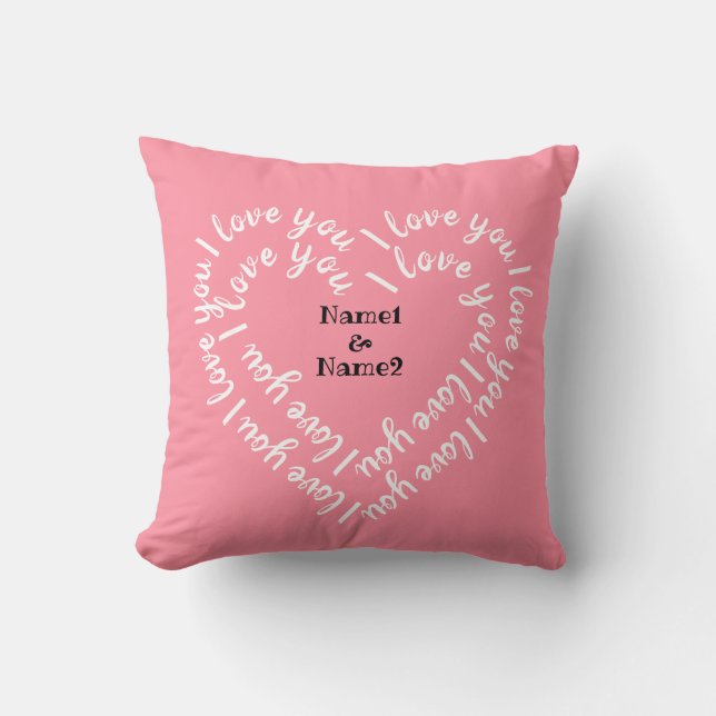 Personalisiert Heart Shaped Text "I Liebe you" Kissen (Vorderseite)