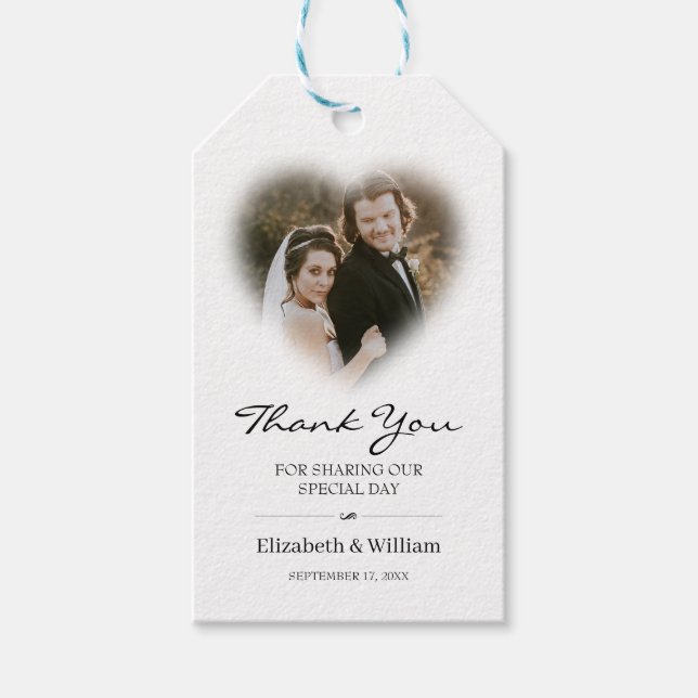 Personalisiert Heart Wedding Foto Vielen Dank Geschenkanhänger (Vorderseite)