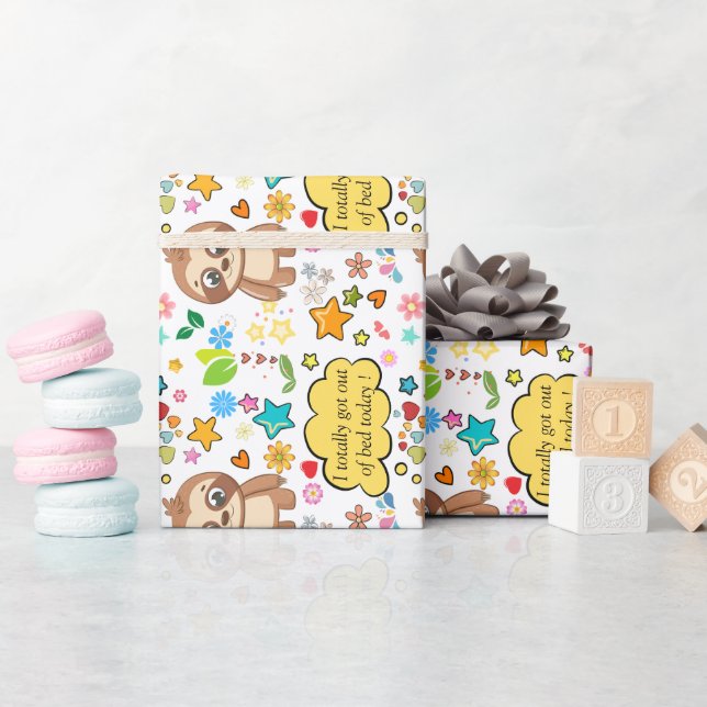 Personalisiert Hearts Floral Sloth Baby Shower Par Geschenkpapier (Babyparty)