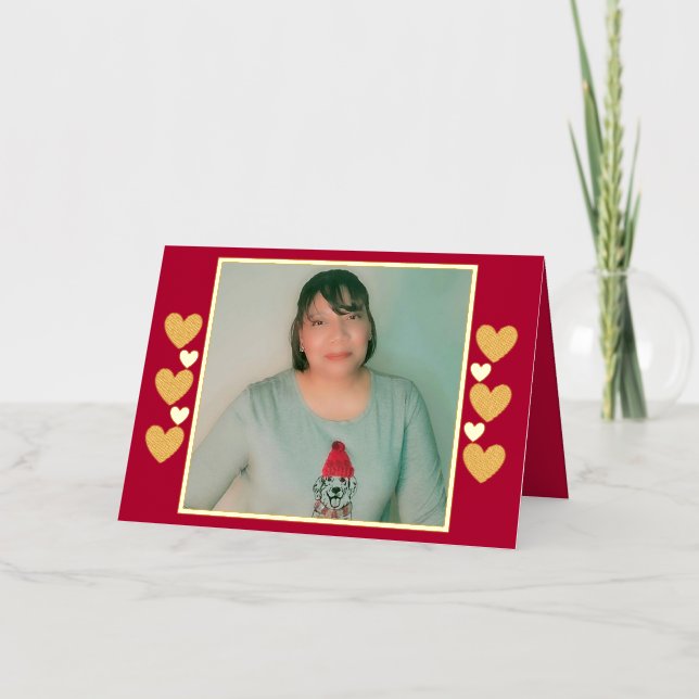Personalisiert Hearts Foto Gold Foil Faltkarte (Vorderseite)