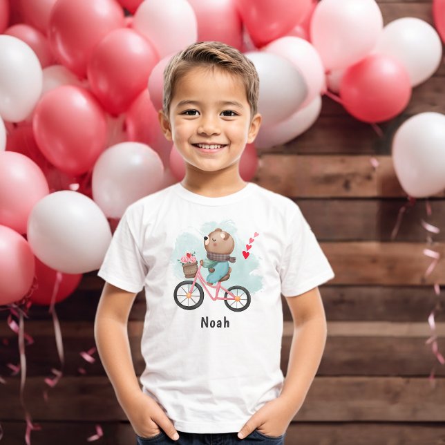 Personalisiert Hearts Niedlich Teddy Kids Valentin T-Shirt (Von Creator hochgeladen)
