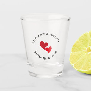 Personalisiert Hearts Wedding Schnapsglas