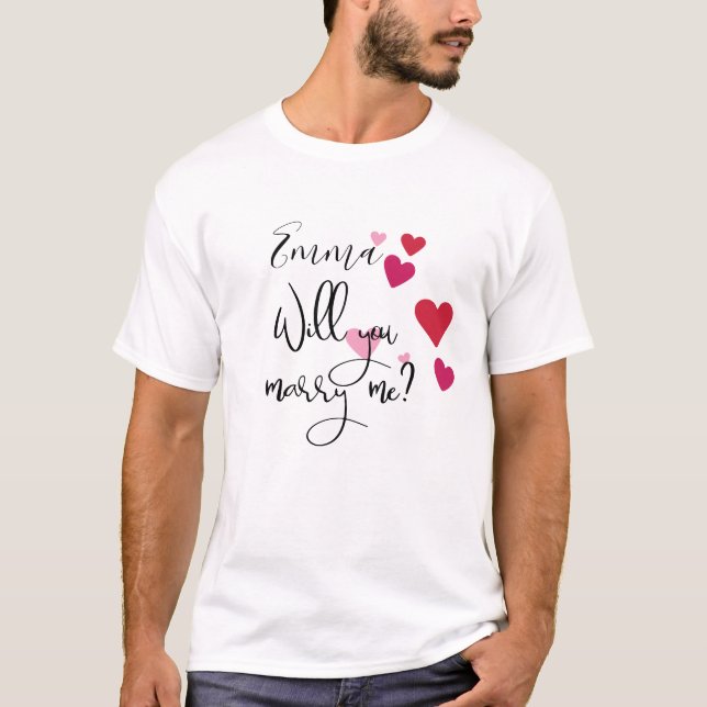 Personalisiert heiraten Sie mir den Vorschlag "Her T-Shirt (Vorderseite)