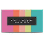 Personalisiert | Helle Streifen Visitenkarte<br><div class="desc">Helles rosa,  orange,  pfirsichfarbenes,  grünes und aquamarin gestreiftes Design von Shelby Allison.</div>