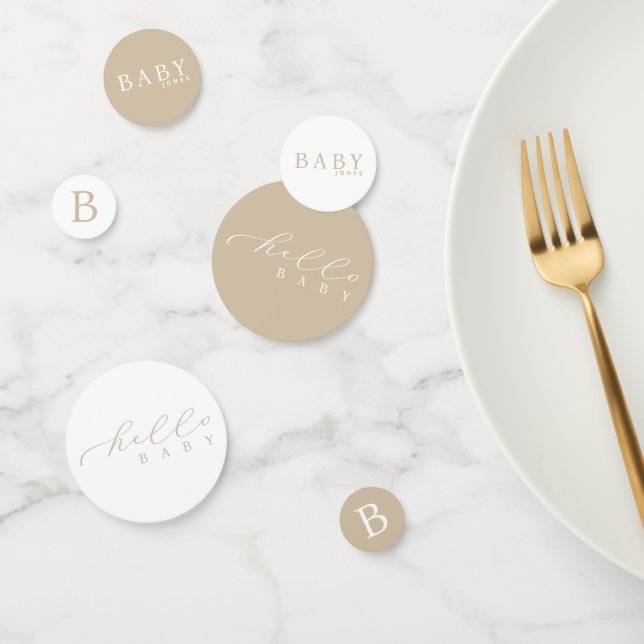 Personalisiert Hello Baby Minimalistisch Baby Dusc Konfetti (Gruppe)