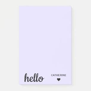 Personalisiert Hello Blush Lila 4x6" Post-it Klebezettel