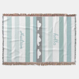 Personalisiert Hello Modern Aqua Striped Clouds Decke