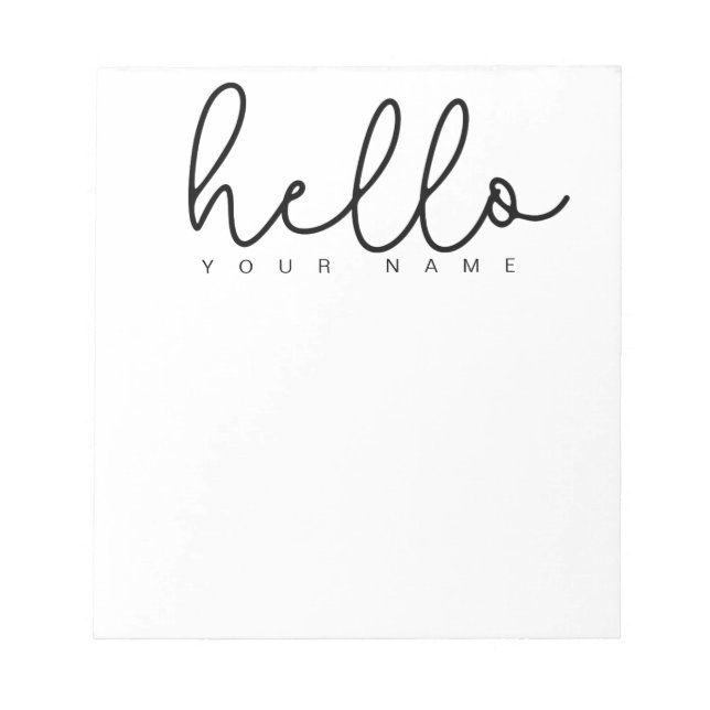 Personalisiert Hello Notepad Moderne Minimal einfa Notizblock (Vorderseite)