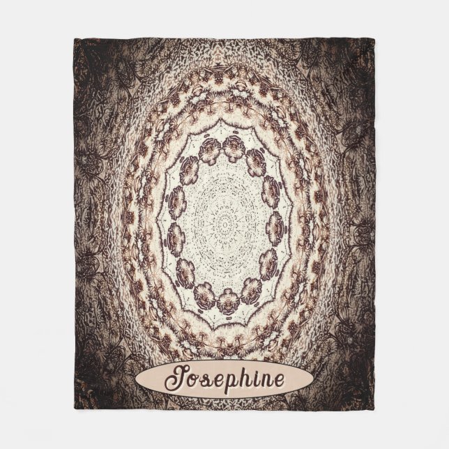 Personalisiert Herbst Brown Mandala Fleecedecke (Vorderseite)