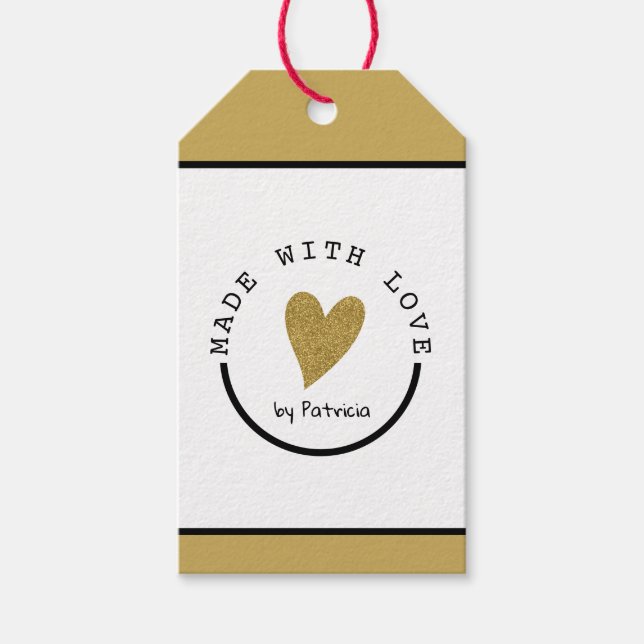 Personalisiert hergestellt mit Liebe Heart Gold Gl Geschenkanhänger (Vorderseite)