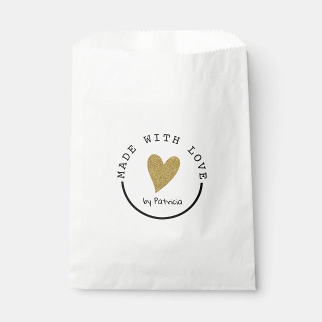 Personalisiert hergestellt mit Liebe Heart Gold Gl Geschenktütchen (Vorderseite)