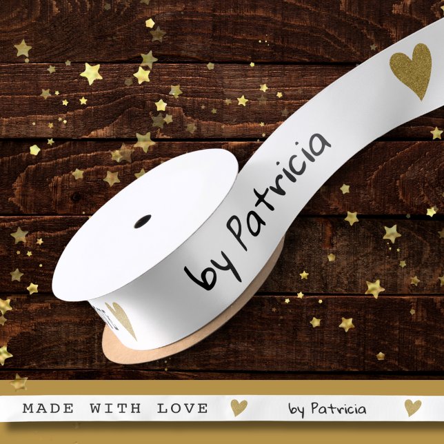 Personalisiert hergestellt mit Liebe Heart Gold Gl Satinband (Von Creator hochgeladen)
