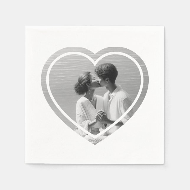 Personalisiert herz-förmige Foto-Hochzeit Serviette (Vorderseite)