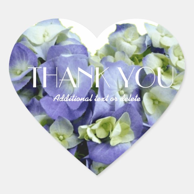 Personalisiert herzförmige Hydrangea Vielen Dank Herz-Aufkleber (Vorderseite)