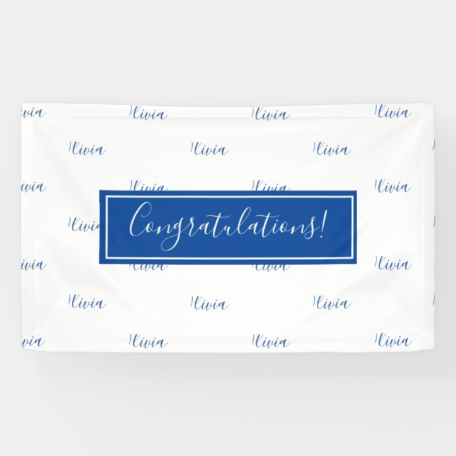 Personalisiert Herzlichen Glückwunsch Blauer Name  Banner (Horizontal)