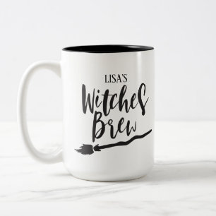 Personalisiert-Hexenbrauen   Schwarze Script-Typog Zweifarbige Tasse