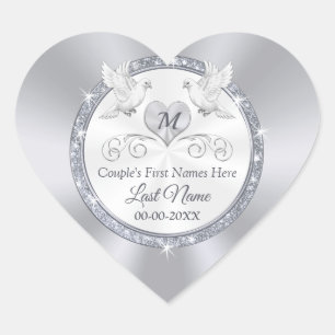 Personalisiert, Hochzeitskleber für Umschläge, Herz-Aufkleber