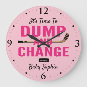 Personalisiert Hockey Baby Girl Name Dump and Chan Große Wanduhr