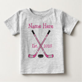 Personalisiert Hockey Baby Girl Name Jahr Geboren  Baby T-shirt