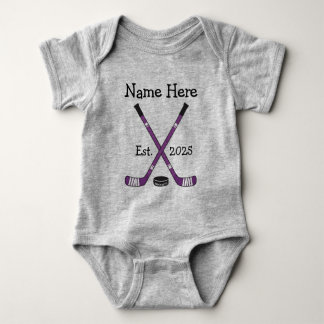 Personalisiert Hockey Baby Name Jahr Geboren Lila Strampler