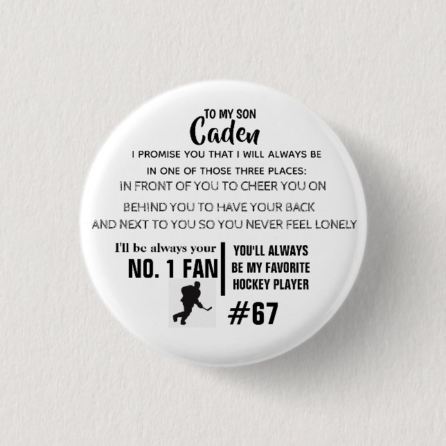 Personalisiert Hockey Button NO.1 FAN (Vorderseite)