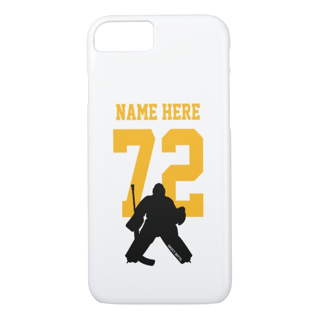 Personalisiert Hockey Goalie Name Number Black Gol Case-Mate iPhone Hülle (Rückseite)
