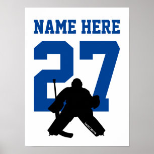 Personalisiert Hockey Goalie Player Number Blue Poster