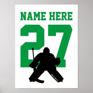 Personalisiert Hockey Goalie Player Number Green Poster