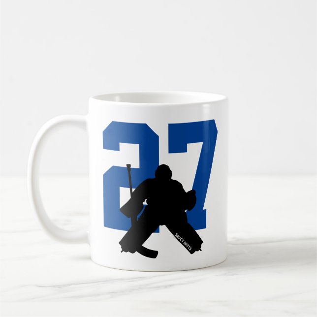 Personalisiert Hockey Goalie Player Nummer Kaffeetasse (Links)