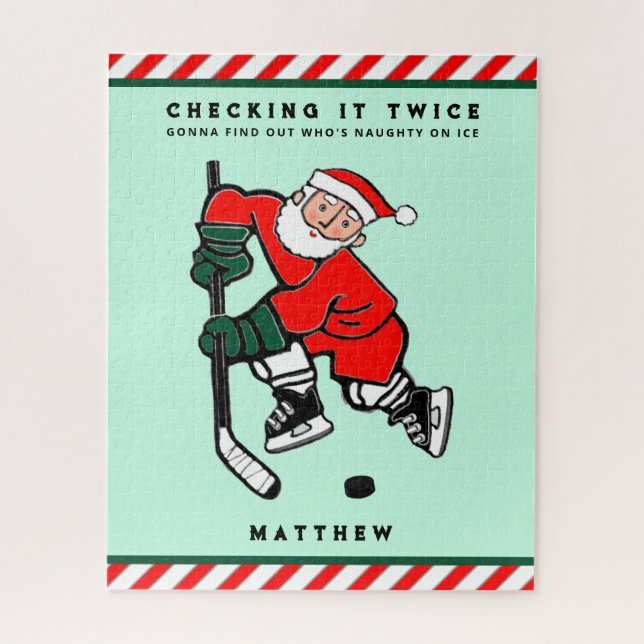Personalisiert Hockey Holiday Geschenk Jigsaw Puzz (Vertikal)