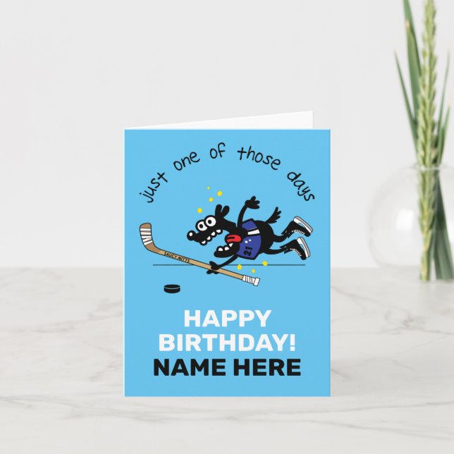 Personalisiert Hockey Player Birthday Hockey Dog Karte (Vorderseite)