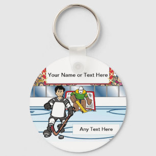 Personalisiert Hockey Player - Cartoon von Männern Schlüsselanhänger