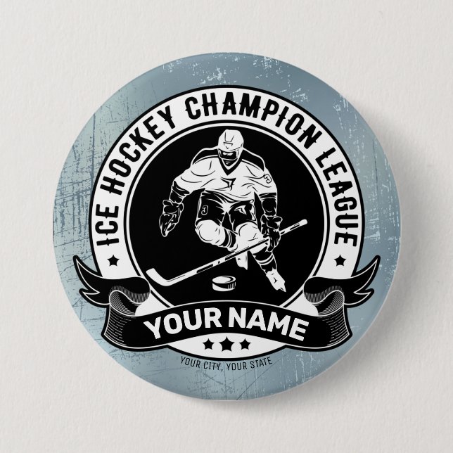 Personalisiert Hockey Player Ice Rink Team Athlete Button (Vorderseite)