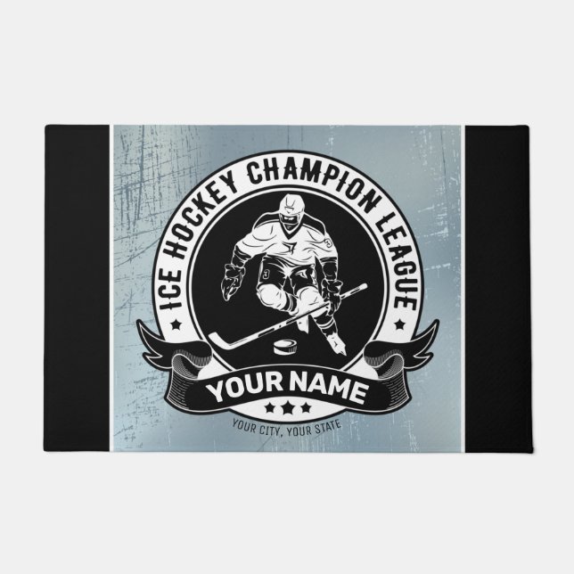 Personalisiert Hockey Player Ice Rink Team Athlete Fußmatte (Vorderseite)