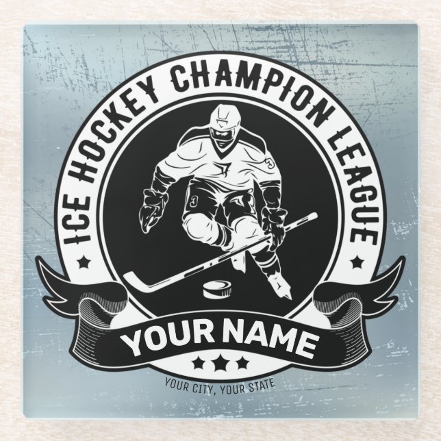 Personalisiert Hockey Player Ice Rink Team Athlete Glasuntersetzer (Vorderseite)