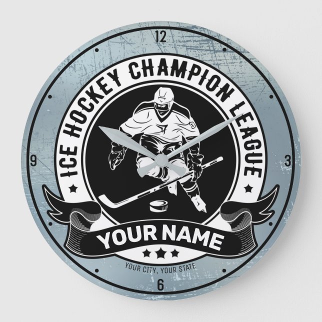 Personalisiert Hockey Player Ice Rink Team Athlete Große Wanduhr (Vorderseite)