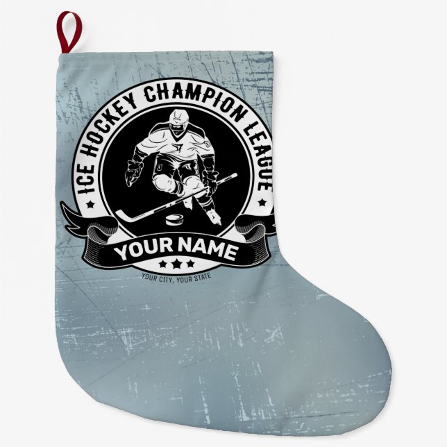 Personalisiert Hockey Player Ice Rink Team Athlete Großer Weihnachtsstrumpf (Vorderseite)