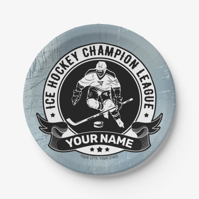 Personalisiert Hockey Player Ice Rink Team Athlete Pappteller (Vorderseite)