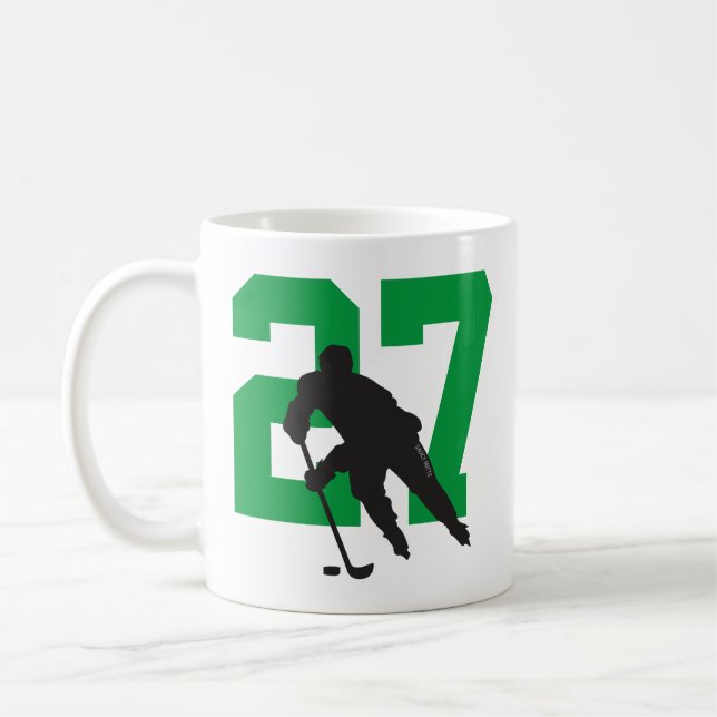 Personalisiert Hockey Player Nummer Schwarz Kaffeetasse (Links)