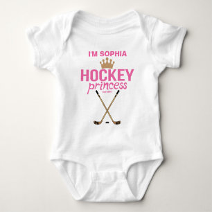Personalisiert Hockey Princess Baby Girl Name Pink Strampler